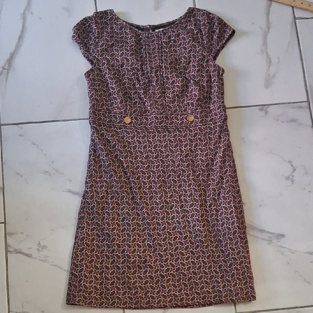 Lilly Pulitzer Pink and Brown Cap-Sleeve Mini Dress
